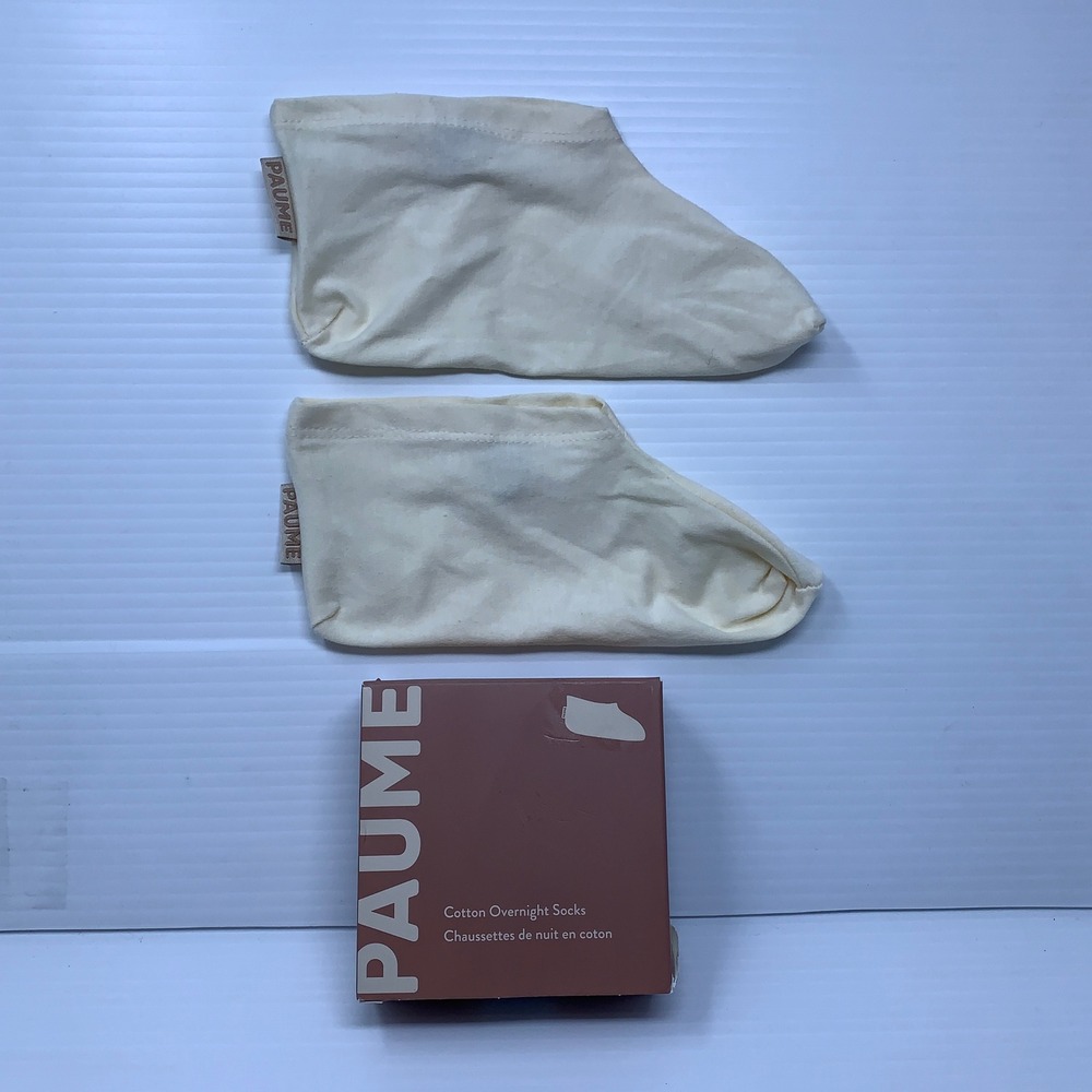 PAUME Womens OS Cream Cotton Overnight Moisturizing Spa Socks - Picture 3 of 5